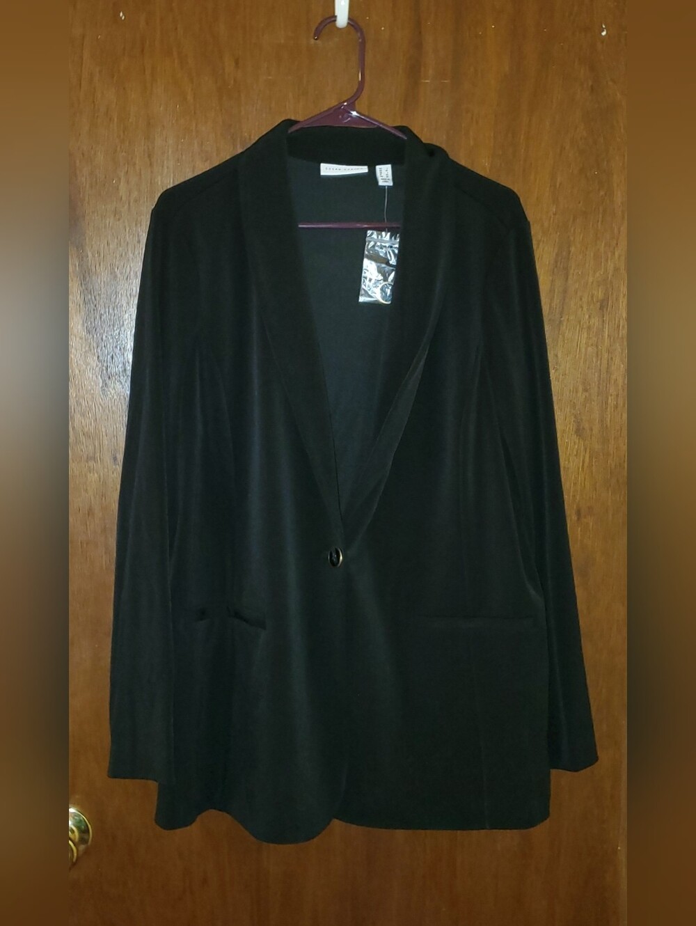 NWT Susan Graver Black Stretch Blazer Jacket Sz Large